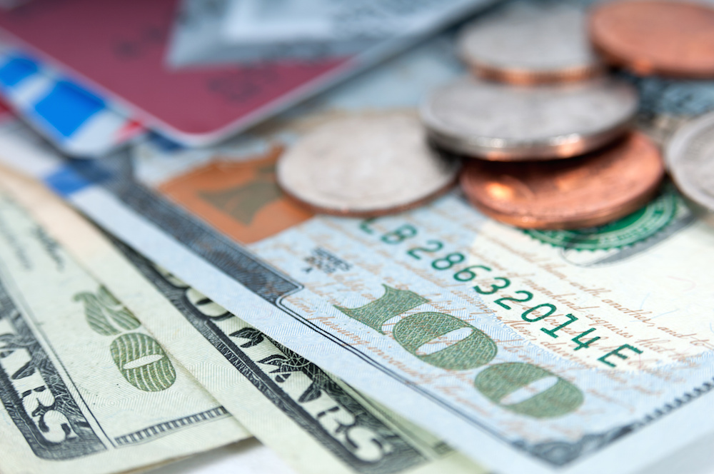 American money dollar bills closeup